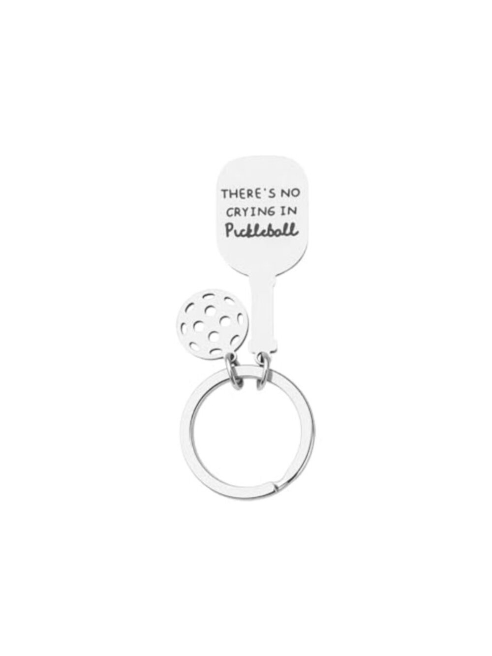 Stainless Steel Pickleball Keychain Paddle Charm Car Keys Gift
